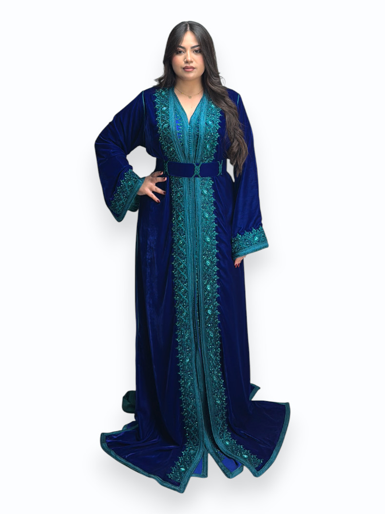 Caftan Bleu Turquoise Royal