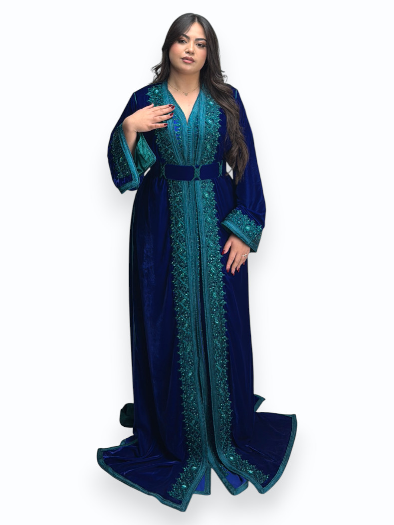 Caftan Bleu Turquoise Royal