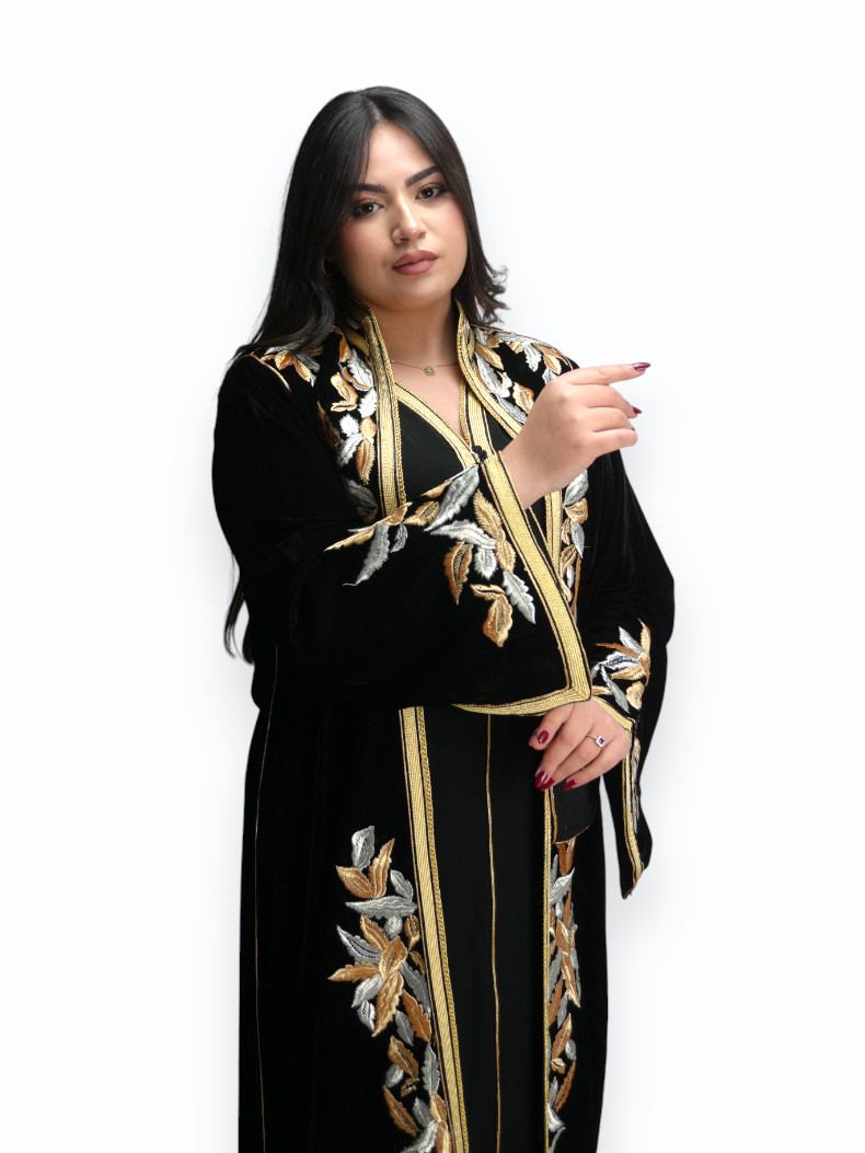 Kimono Velours Prestige Pourpre Noir Deux Pièces