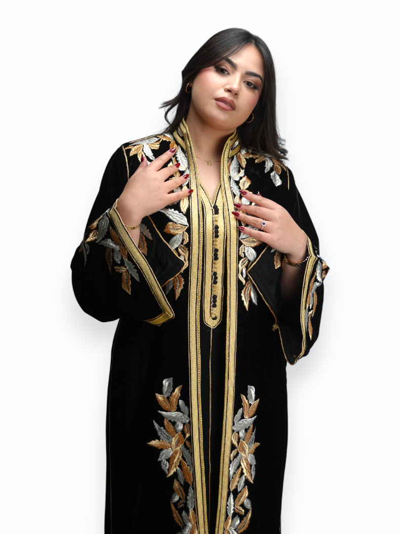 Kimono Velours Prestige Pourpre Noir Deux Pièces