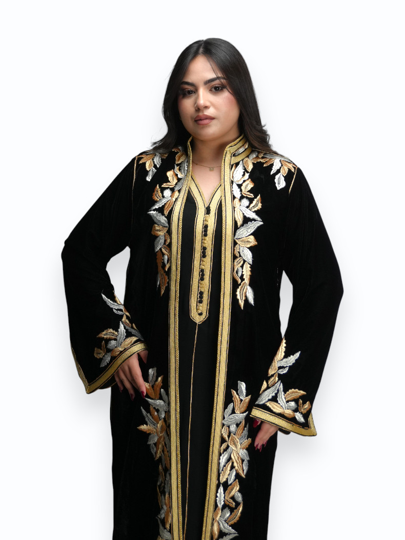 Kimono Velours Prestige Pourpre Noir Deux Pièces