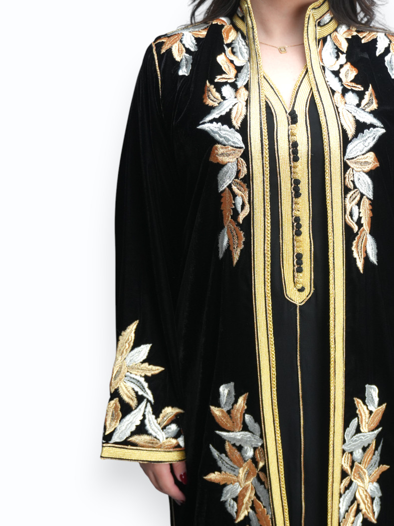 Kimono Velours Prestige Pourpre Noir Deux Pièces