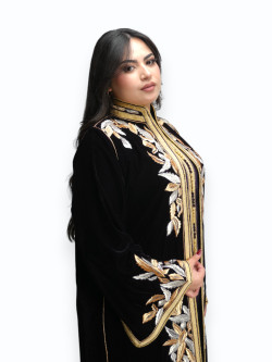 Kimono Velours Violet Impérial Noir Deux Pièces