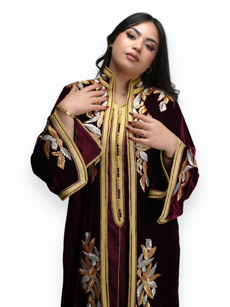 Kimono Velours Prestige Bordeaux Deux Pièces