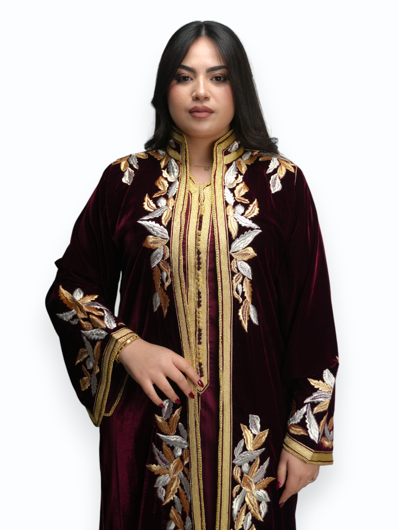Kimono Velours Prestige Bordeaux Deux Pièces