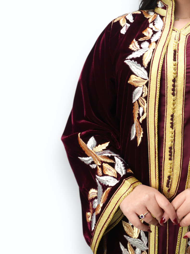 Kimono Velours Prestige Bordeaux Deux Pièces