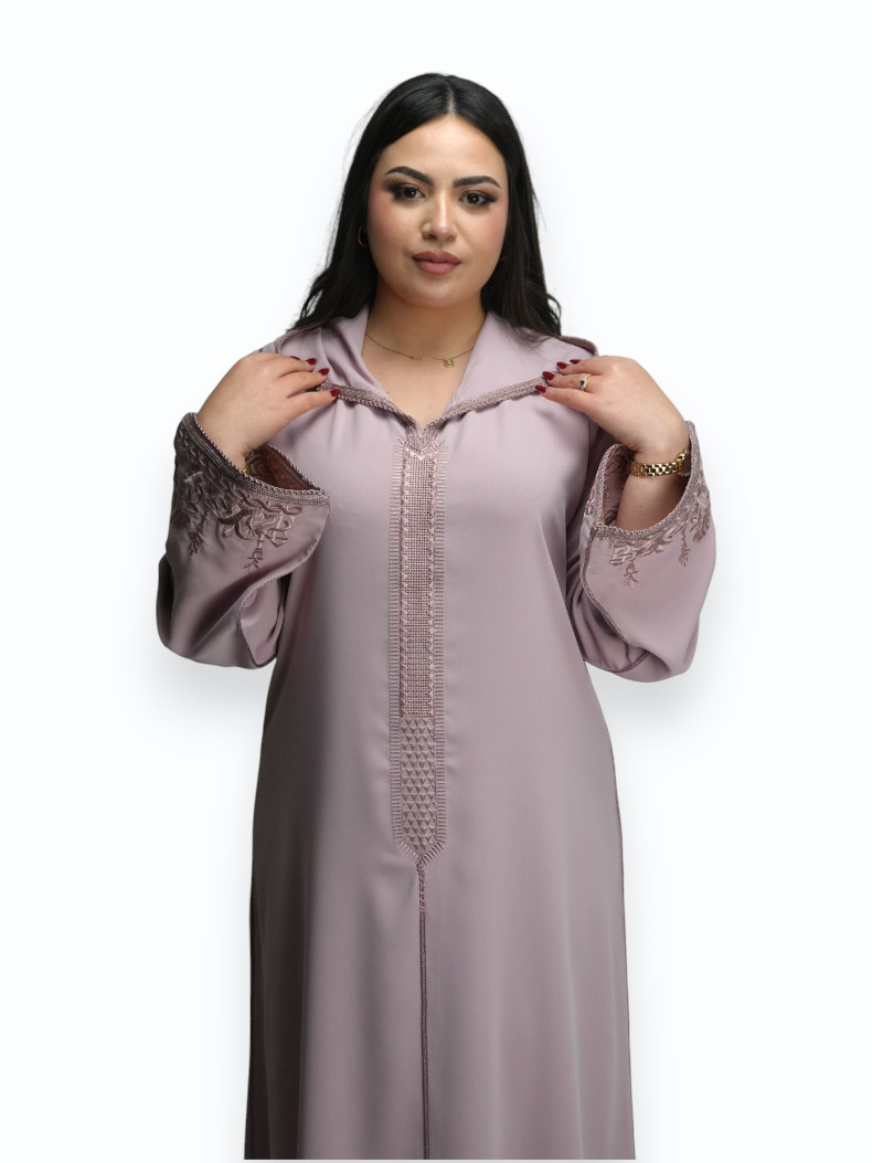 Jellaba Crêpe de Soie Rose Perle