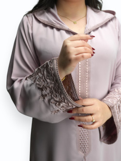 Jellaba Crêpe de Soie Rose Perle