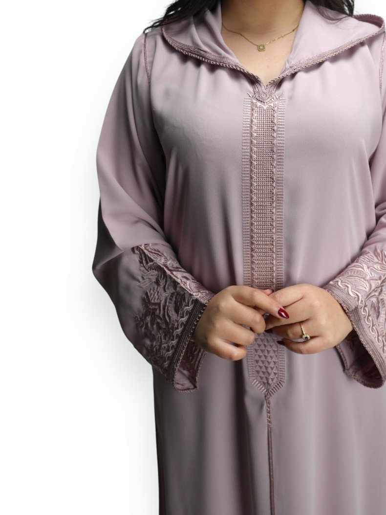 Jellaba Crêpe de Soie Rose Perle