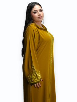 Jellaba Crêpe de Soie Jaune Ocre